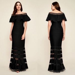 Tadashi Shoji Tabora Off the shoulder gown in black size XS
